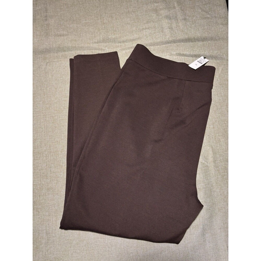 NWT Talbots Chocolate Brown Straight Leg Pull On Pants XL NEW Travel Holidays